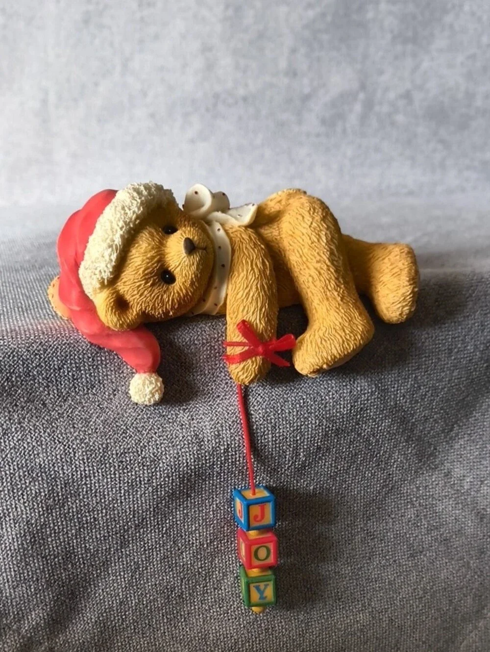 Cherished Teddies Yellow Bear with Red Hat and Multicolored Blocks
